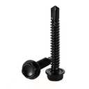#10 x 2" Hex Washer Head Self Drilling Sheet Metal Screws with Drill Point, Stainless Steel 410, Black Oxide, 50 PCS