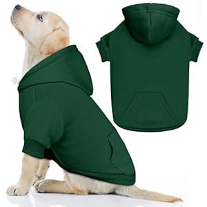 Dog Sweaters for Large Dogs Dog Hoodie Solid Soft Brushed Fleece Clothes Sweatshirt with Pocket(Coffee-L)
