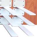 6 Pack - 14 inch White Hidden L Shelf Bracket (1/5 Inch Thicked) Iron Floating Shelf Brackets Rustic Industrial Metal Brackets for Shelf Support