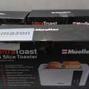 Mueller UltraToast Full Stainless Steel Toaster 4 Slice, Long Extra-Wide Slots for Bagels and Waffles, 6 Browning Levels, LED Display, Cancel/Defrost/Reheat Functions & Removable Tray, Kitchen Gadgets