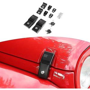 RT-TCZ for Wrangler JK Hood Latches Catch Kit with Key Lock Compatible with 2007-2024 Jeep Wrangler JK JL Gladiator JT Black Exterior Accessories 2pcs (American Flag)