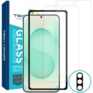 Tech Armor Compatible for Samsung Galaxy S25 Screen Protector Glass - 2 Pack, Ballistic Tempered, Case-Friendly, Installation Tray with Bonus Lens Protector