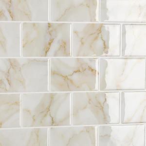 CRE8TIVE 16 Sheets Peel and Stick Backsplash Tile for Kitchen 12"x12" Yellow Marble Subway Tile Back Splash Stick on Tiles Self Adhesive Wall Tiles 3D Tile Stickers for Kitchen Bathroom Fireplace