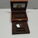 Bescott 2 Layer Solid Wooden Jewelry Box with Lock and Key for Women Men Vintage Velvet Wood Jewelry Organizer Storage for Earrings Rings Necklaces Bracelet Watch Mothers Day Gift (Necklace holder Deep brown velvet)