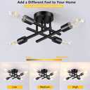 Asnxcju 4-Light Hallway Semi Flush Mount Light Fixtures, Farmhouse Black Light Fixtures Ceiling Mount, Indoor Close to Ceiling Lighting for Kitchen Entryway Bedroom Foyer (Bulb Not Included)