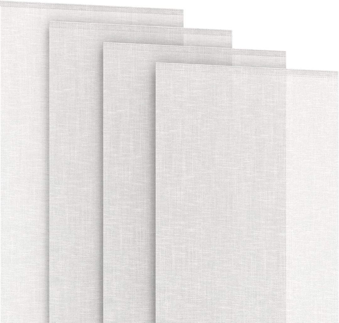 4-Panel Replacement Fabric for Sliding Panel Track Blinds 23" W x 96" L Fabric Only Pre-Attached Hook & Loop Fasteners Trimmable, No Bottom Rail Included, Light Filtering - Light Beige