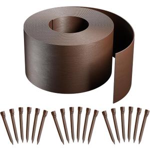 AGTEK 59FT Plastic Landscape Edging Coil Kit, 8 inch High Terrace Board Garden Edging Border with 18 Stakes