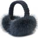 Winter Ear Muffs Women Foldable Faux Fur Earmuffs Knitted Headband Ear Warmer Outdoor Ear Cover For Girls (Gray)