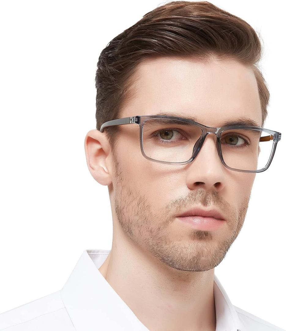 MARE AZZURO Large Reading Glasses Men Flexible Square Readers 1.0 1.25 1.5 1.75 2.0 2.25 2.5 2.75 3.0 3.5 4.0 5.0 6.0 (Grey)