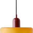 Mid Century Modern Pendant Light Orange Green Glass Hanging Light Nordic Large Single Lamp Vintage Farmhouse Dining Room Chandelier Over Table Kitchen Island Bedroom Hallway Restaurant (+red)