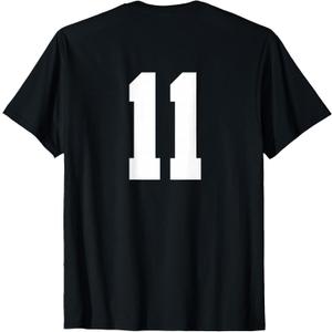 Number 11 (on Back) Sports Team Jersey Number T-Shirt (Blue, M)