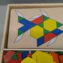Melissa & Doug Pattern Blocks and Boards - Wooden Classic Toy With 120 Solid Wood Shapes and 5 Double-Sided Panels, Multi-colored - STEAM Animals, Tangrams Puzzle For Kids Ages 3+