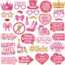 Galentines Day Photo Booth Props,36Pcs Galentines Photo Booth Props Pink Galentines Day Decorations Happy Galentines Day Props for Galentines Day Ladies Girls Friendship Day Party