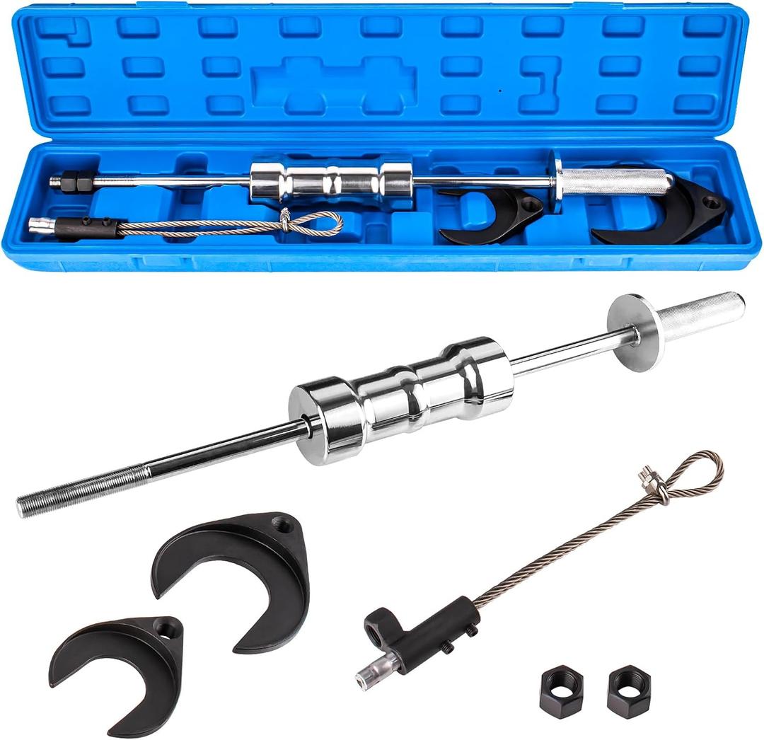 10lb Heavy Duty CV Axle Removal Tool Kit, Professional Inner CV Joint Puller with 10 Pounds Slide Hammer, 63mm & 48mm CV Joint Fork Adapter Attachments for Front Wheel Drive FWD Axle Half Shaft