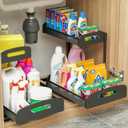 YASONIC 2 Pack Under Sink Organizer, 2 Tier Height Adjustable Kitchen Cabinet Organizer, Pull Out Metal Cabinet Shelf Organizer, Under the Sink Organizers and Storage for Kitchen & Bathroom, Black