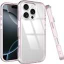 Puxicu Acrylic 2 in 1 for iPhone 16 Pro CaseAnti-Yellowing, Military-Grade Protection, Drop Shockproof Slim Phone Cover for iPhone 16 Pro 6.3", Clear+Light Pink