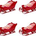 4 Pack Christmas Sleigh Christmas Tree 11x5 Inch Decorations Mini Miniture Decoration Santa Claus Sleigh Decor Xmas Favor Bowl Mini Sled Ornament Christmas Sleigh Decorations