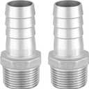 304 Stainless Steel Hose Barb Fitting, 1" Hose Barb x 1" NPT Male Adaptor for Water Fuel Air 2PCS