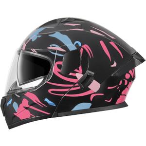 SPARK DOT Approved Modular Flip-Up Dual Visor Motorcycle Full Face Helmet for Adults Men & Women (Color 1, Small)