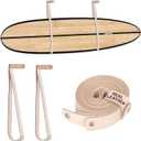 Hang 11 Surfboard Wall Mount - Surf Board Wall Hangers, Surfboard Hanger, Beautiful Sustainable Wood & Leather Rack, Perfect to Display Your Board, Horizontal Surf Racks, Surfing Accessories (White)