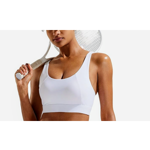 RUNNING GIRL High Impact Sports Bras for Women, High Support Running Strappy Women's Sports Bra with Sewn in Pads Color: R-white Size L