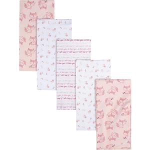 Gerber Boys and Girls Newborn Infant Baby Toddler Nursery 100% Cotton Flannel Receiving Swaddle Blanket, Foxes White, Pack of 5