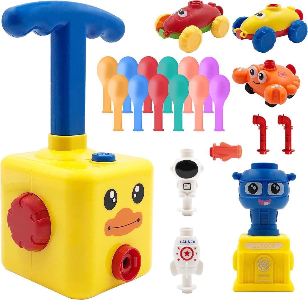 Balloon Car Toy Pump Set for Kids  Ideal Holiday Gift Toy Power Launcher, Balloon Launcher Toys for Kids (Yellow Duck)