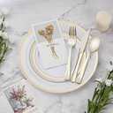 150PCS Plastic Dinnerware Set (25 Guests), Gold Disposable Plates for Party, Wedding, Christmas, Anniversary, Includes: Dinner Plates, Dessert Plates, Cups, Spoons, Forks and Knives
