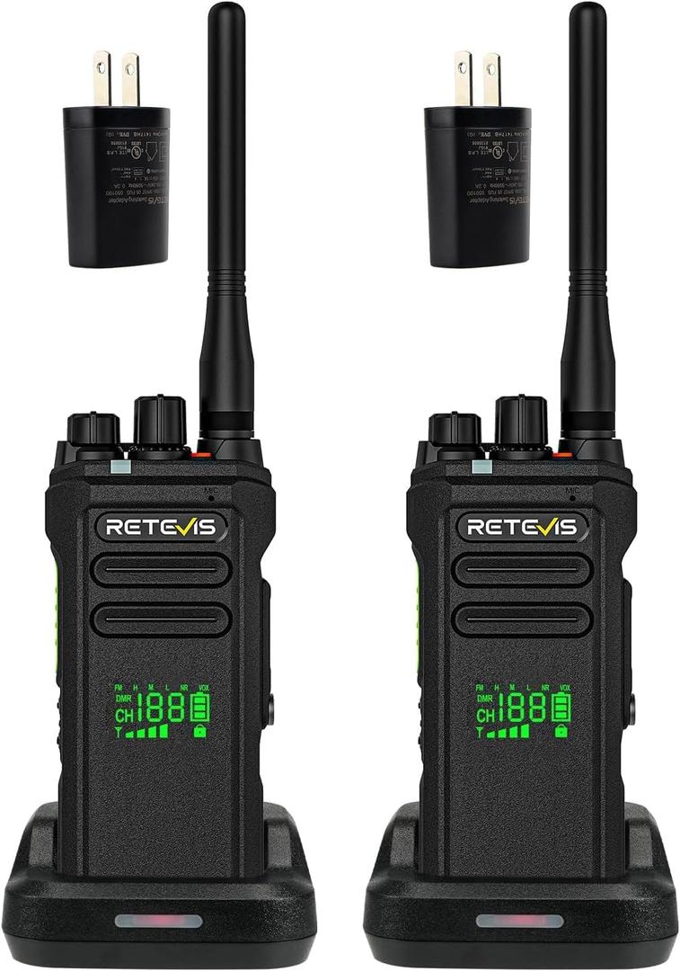 Retevis NR30D DMR Two Way Radios Long Range,Noise Canceling,IP67 Waterproof 2 Way Radios,TDMA,2800mAh,Compatible with Motorola,Professional Digital Walkie Talkies for Industrial Construction(2 Pack)