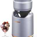 BRIOBITE Ice Cream Maker,Rechargeable Soft Ice Cream Machine with Low Noise,Compact for 1-2 Servings,Perfect for Sorbet,Gelato,Frozen Yogurt,Silver