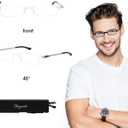 Ultra thin Lightweight Folding Reading Glasses Women Men TR90 Blue Light Blocking Anti UV/Eyestrain Foldable Compact Computer Readers Portable Unique Stretchable Slim Flat case Clear +2.0