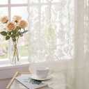 H.VERSAILTEX Lace Curtains 90 Inch Length Vintage Victorian Sheer Curtain 2 Panels Rod Pocket with French Country Floral, Light Filtering Privacy Sheers for Bedroom Living Room, 52" W x 90" L Ivory