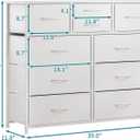 LUMTOK 10-Drawer Dresser, Fabric Storage Dressers Drawers for Bedroom, Hallway, Nursery, Closets, Steel Frame, Wood Top, Easy Pull Handle (White), 11.8"D x 39.4"W x 39"H