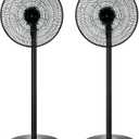 2 Pack 16" Oscillating Pedestal Stand Fan, 8 Speed, 50 DB Quiet, Black Heavy Duty Industrial Standing Floor Fan with 9 H Timer for Home, Living Room, Kitchen, Office