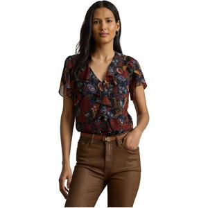 Lauren Ralph Lauren Women's Floral Ruffle-Trim Georgette Blouse, Size S