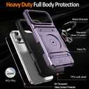 for iPhone 17 Pro Max Wallet Case with Card Holder + 1 Screen Protector, (2 Cards) & 360Ring Kickstand Military Grade Drop Shockproof Rugged Case for iPhone 17 Pro Max 6.9"(Purple)