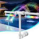 LED Pool Fountain with Remote, Rechargeable Waterfall Spray for Inground & Above Ground Pools, Fits 1.73" & 3.2" Return Jets, 20 Light Modes & Timers, 12H Long-Lasting Glow for Night Swimming Ambiance