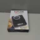 Taylor Glass Top Food Scale with Touch Controls, 11 lb Capacity, Sleek Black Design for Precision Food Measurement in Grams and Ounces