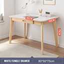 IOTXY Solid Wood Writing Desk - Home Office Workbench Desk with Drawer, 31.5" Width Laptop Computer Work Study Table in White, 80CM, 19.69"D x 31.5"W x 29.53"H