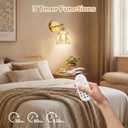 Battery Operated Wall Sconce with Remote, Vintage Rechargeable Wall Sconces Set of Two, Dimmable RGB Bulbs Amber Tulip Glass Wireless Wall Lights for Bedroom Living Room Sconces Wall Decor Set of 2