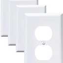 FunKiim Metal Electrical Outlet Covers, light Switch Cover Wall Plates, Mid Size 3.16''*4.92'' Switch Plate, Wall Plates of Various Styles for Indoor and Outdoor Pure White (1 Gang Duplex 4 PK)