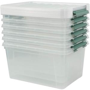 Saedy 6 Pcs Large Clear Storage Box, 35 Qt Plastic Bins with Lids for Versatile Storage