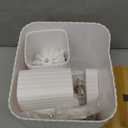 CJC 6-Pcs Bathroom Accessories Set with Bamboo Lids, Matte White Bathroom Organizer Kit, Includes Toilet Brush, Trash Can, Soap Dispenser, Soap Dish, Toothbrush Holder & Cup, Fits Minimalist Bathrooms