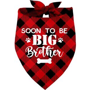 Soon to Be Big Brother Dog Bandana, Pet Baby Announcement Plaid Scarf Gender Reveal Accessories, Beautiful Printed Dog Bandanas Gift for Dog Birthday or Christmas, Pet Scarf Accessories Gift (T5)