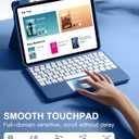Harvopu Compatible for iPad 11th 10th Generation Case with Keyboard, Folio Cover with Pencil Holder, Multi-Touch Trackpad, 7 Color Backlit, Detachable Keyboard for iPad (A16) 11th/10th Gen (Navy Blue)
