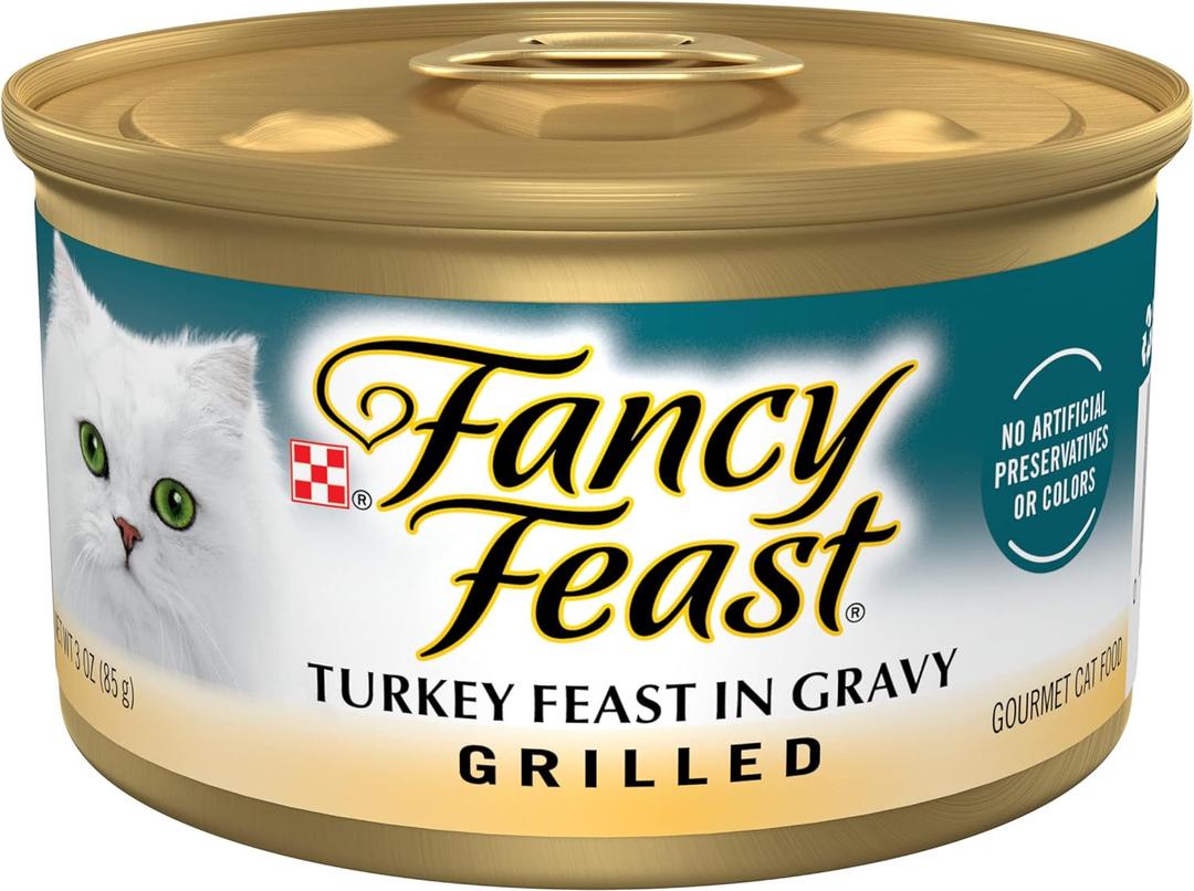 Purina Fancy Feast Grilled Wet Cat Food Turkey Feast in Wet Cat Food Gravy - (Pack of 24) 3 oz. Cans (EXP 04/01/28)