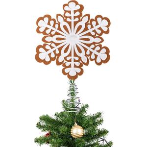 Gejoy Christmas Gingerbread Tree Topper 11 Inch Ginger Bread Christmas Decor Large Snowflake Treetop Ornament for Friends Home Indoor Holiday Decoration Gift Party Decor
