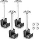 Upgraded Truck Tool Box Mounting Kit Comes With Fastening Nuts - Aluminum Pickup Truck Bed Toolbox Mounting Kit - Universal Black Truck Tool Box Tie Downs Accessories - J-Hooks Crossover Fixed Kit, Black