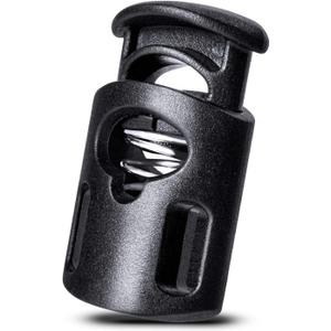 100 Pcs Plastic Cord Locks Single Hole Spring Toggle Stopper Cord Stops Fastener Toggles for Drawstrings, Paracord, Shoelaces, Bags, Clothing, and More, Black