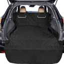 F-color SUV Cargo Liner for Dogs, Waterproof Pet Cargo Cover Dog Seat Cover Mat for SUVs Sedans Vans with 2 Large Pockets, Non-Slip, Large Size Universal Fit, Black (Large: 55'' x 91'')